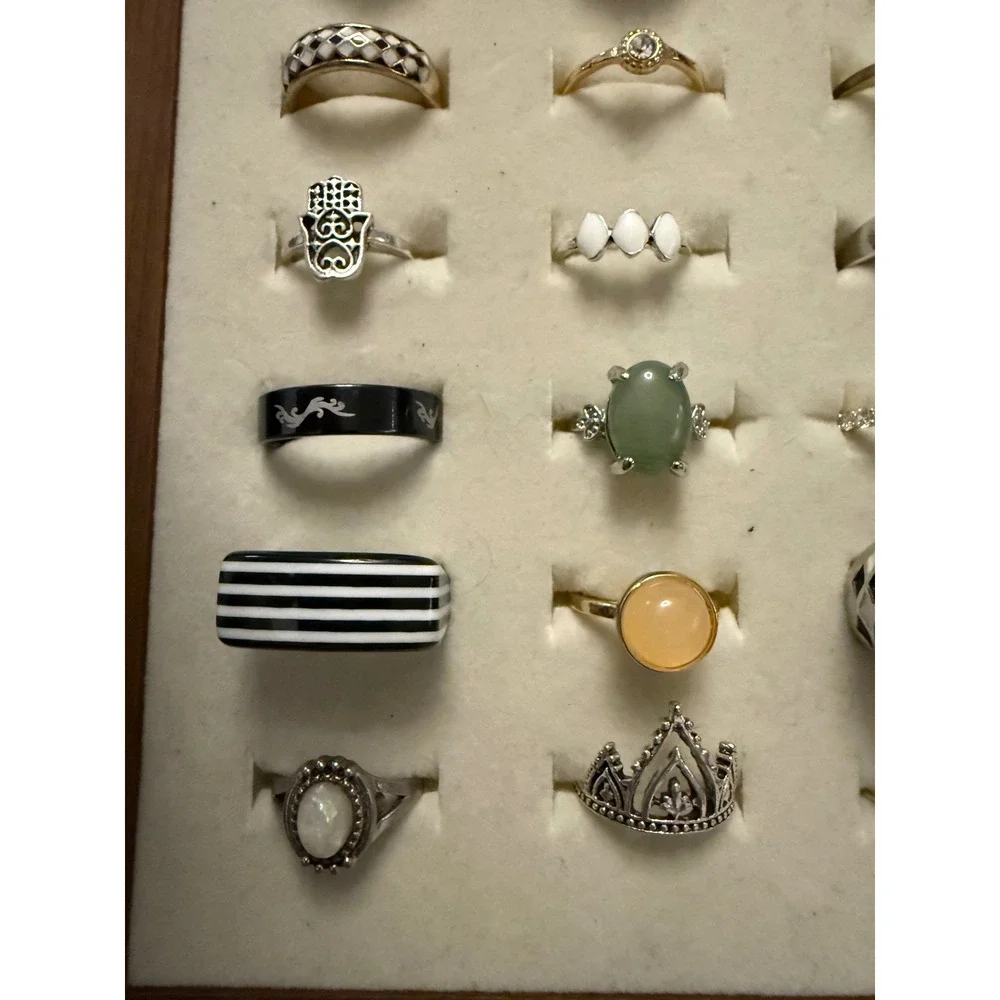 Bulk Lot 50 Fashion Rings Womens Statement Boho Vintage Style Silver Gold Tone